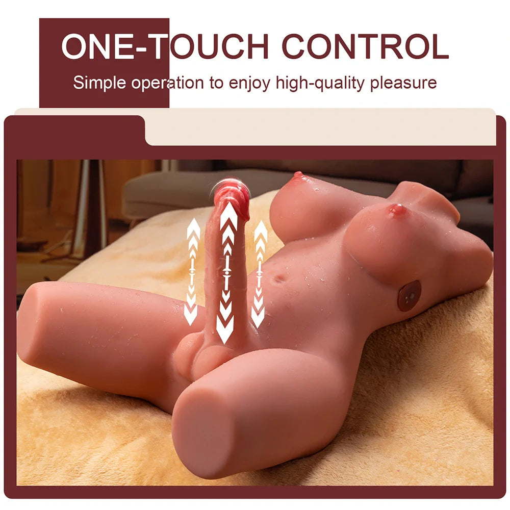 Lisa: 21LB Shemale Torso Sex Toy with 7.1" Thrusting Dildo