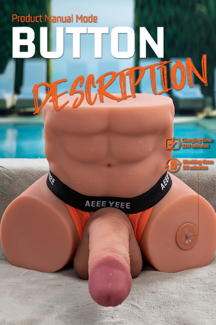 Gretel: 14.31LB Male Sex Doll Torso with 7.48'' Thrusting & Vibrating Dildo