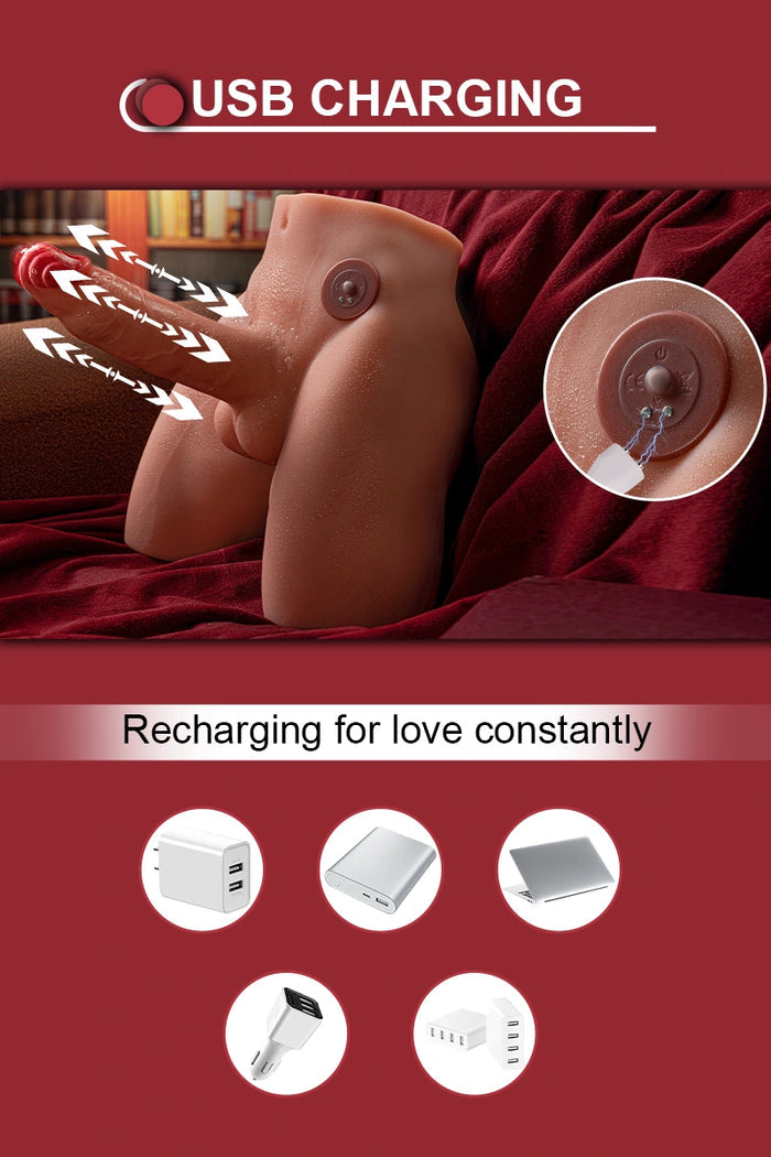 Kyle: 9.03LB Torso For Women With 6.69″ Auto-Telescoping Dildo
