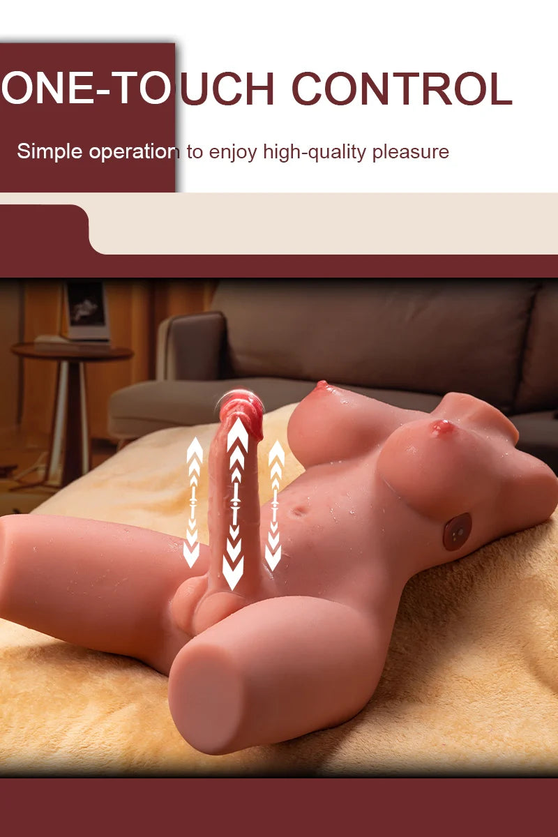 Maiya: 21LB Shemale Torso Sex Toy with 7.1" Thrusting Dildo